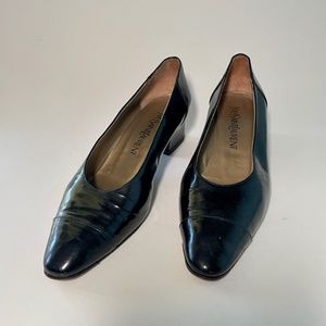 Vintage Yves Saint Laurent Black Leather Heels - Size 7.5